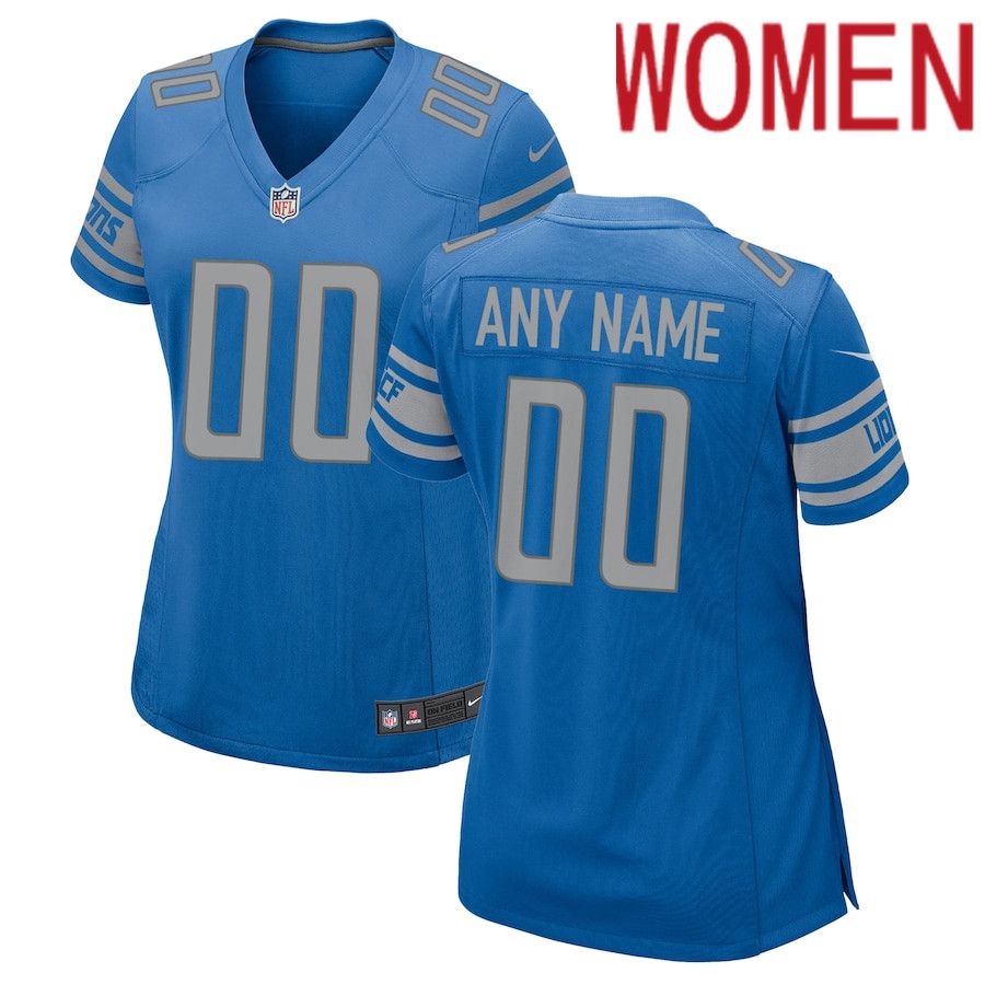 Women Detroit Lions Nike Blue Custom Game NFL Jersey